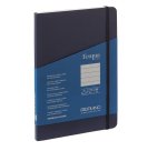 Taccuino Ecoqua Plus - con elastico - rilegatura cucita - A5 - 5 mm - 80 fogli - righe - blu scuro - Fabriano