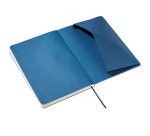 Taccuino Ecoqua Plus - con elastico - rilegatura cucita - A5 - 5 mm - 80 fogli - righe - blu scuro - Fabriano