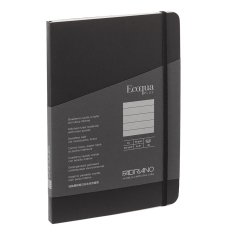 Taccuino Ecoqua Plus - con elastico - rilegatura cucita - A5 - 5 mm - 80 fogli - righe -  nero - Fabriano