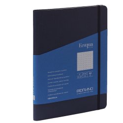 Taccuino Ecoqua Plus - con elastico - spiralato - A5 - 70 fogli - puntinato - blu scuro - Fabriano