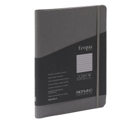 Taccuino Ecoqua Plus - con elastico - spiralato - A5 - 70 fogli - righe - antracite - Fabriano