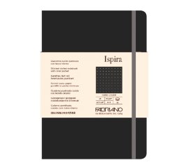 Taccuino Ispira - con elastico - copertina rigida - A5 - 96 fogli - puntinato - nero - Fabriano