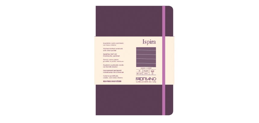 Taccuino Ispira - con elastico - copertina rigida - A5 - 96 fogli - righe - viola - Fabriano
