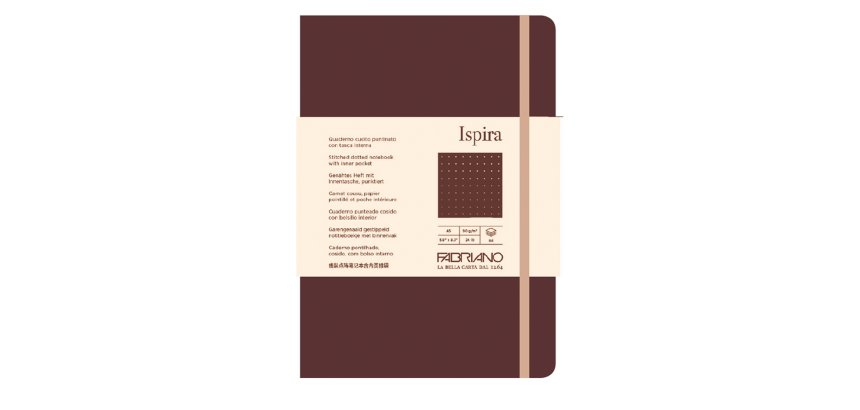 Taccuino Ispira - con elastico - copertina flessibile - A5 - 96 fogli - puntinato - marrone - Fabriano