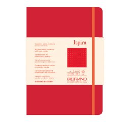 Taccuino Ispira - con elastico - copertina flessibile - A5 - 96 fogli - puntinato - rosso - Fabriano