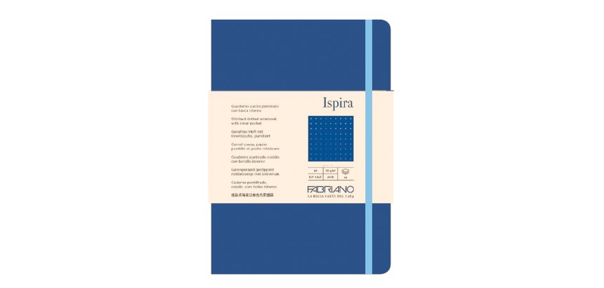 Taccuino Ispira - con elastico - copertina flessibile - A5 - 96 fogli - puntinato - blu royal - Fabriano