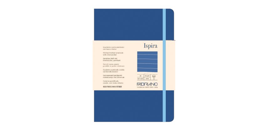 Taccuino Ispira - con elastico - copertina flessibile - A5 - 96 fogli - righe - blu royal - Fabriano