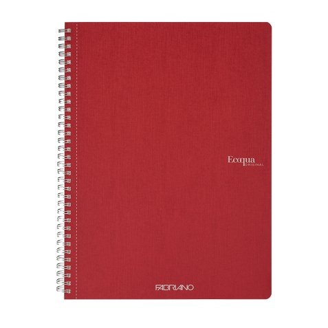 Maxiquaderno Ecoqua original - spiralato - A4 - 90 gr - 1 rigo - 70 fogli - rosso scuro - Fabriano