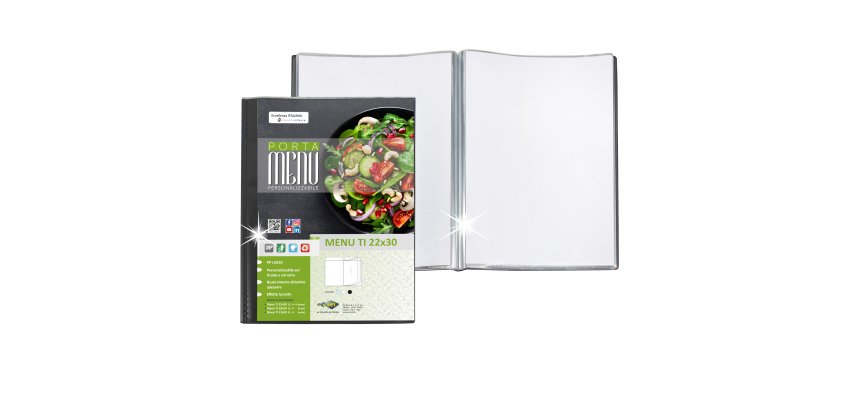 Portamenù TI -personalizzabile - 6 buste - 22 x 30 cm - nero - Sei Rota
