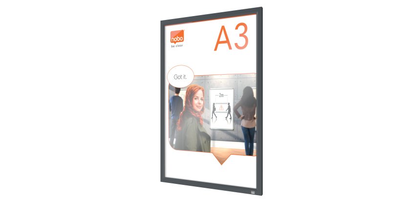 Cornice Impression PRO - a clip - A3 - grafite - Nobo