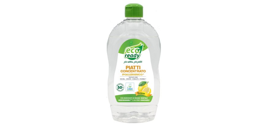 Detersivo piatti - concentrato - ipoallergenico - limone - 0,50 lt - Eco Ready