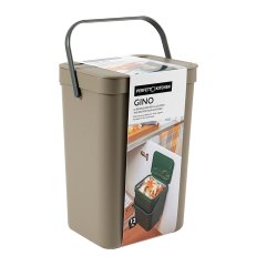 Pattumiera Gino - per rifiuti organici - 24 x 19 x 35,5 cm - 12 lt - marrone - Perfetto