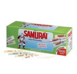 Stuzzicadente - doppia punta - in betulla - imbustato singolarmente - Samurai Party - conf. 1000 pezzi