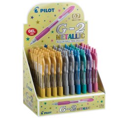 Roller gel scatto G-2 - 0,7 mm - colori assortiti metallic - Pilot - Display 60 pezzi