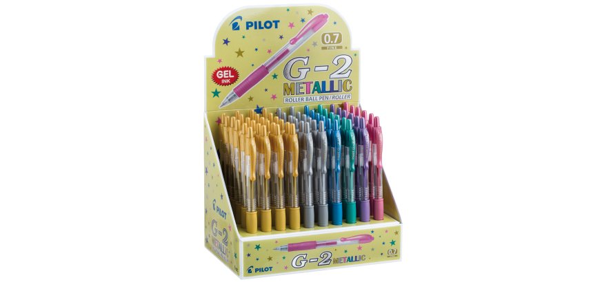 Roller gel scatto G-2 - 0,7 mm - colori assortiti metallic - Pilot - Display 60 pezzi