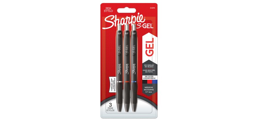 Penna gel a scatto - 0.7 mm - nero/blu/rosso - Sharpie - conf. 3 pezzi
