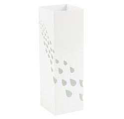 Portaombrelli - 15,5 x 15,5 x 49 cm - metallo verniciato - fantasia gocce - bianco - King collection