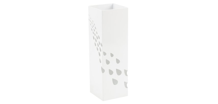 Portaombrelli - 15,5 x 15,5 x 49 cm - metallo verniciato - fantasia gocce - bianco - King collection