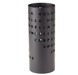 Portaombrelli - diametro 18 cm - H 46 cm - metallo verniciato - fantasia lettere - nero - King collection