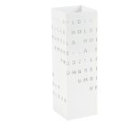Portaombrelli - 15,5 x 15,5 x 49 cm - metallo verniciato - fantasia lettere - bianco - King collection