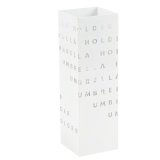 Portaombrelli - 15,5 x 15,5 x 49 cm - metallo verniciato - fantasia lettere - bianco - King collection