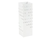 Portaombrelli - 15,5 x 15,5 x 49 cm - metallo verniciato - fantasia lettere - bianco - King collection