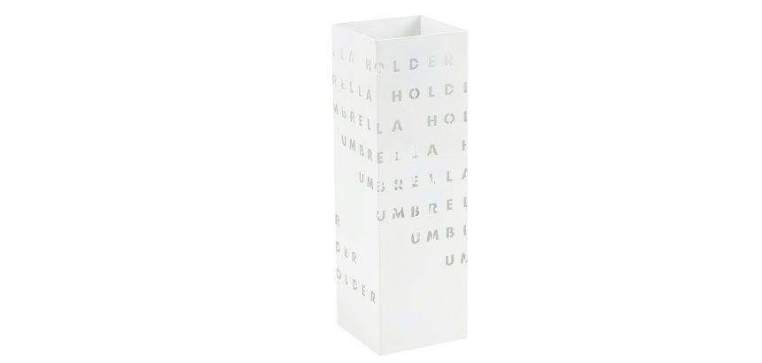Portaombrelli - 15,5 x 15,5 x 49 cm - metallo verniciato - fantasia lettere - bianco - King collection