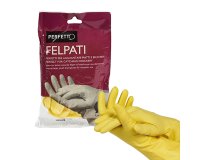 Guanti in lattice - felpati - taglia L/8 - giallo - Perfetto - blister 2 pezzi