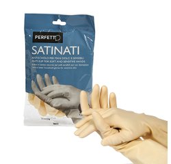 Guanti in lattice - satinati - taglia S/6 - bianco - Perfetto - blister 2 pezzi