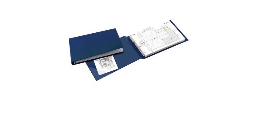 Raccoglitore Sanremo 2000 - 42 x 30 cm album - 4 anelli a D 40 mm - dorso 5,5 cm - blu - Sei Rota