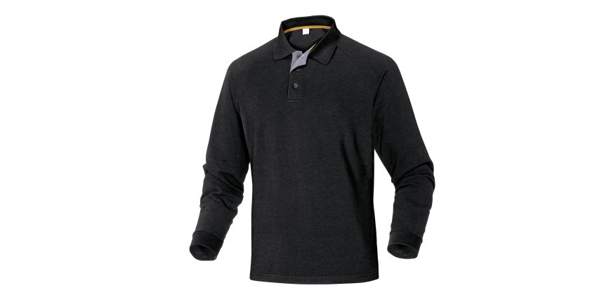 Polo a maniche lunghe Deltaplus Turino, nero
