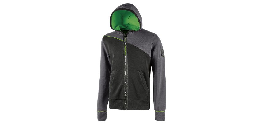 Felpa U-Power Jupiter, grigio/verde