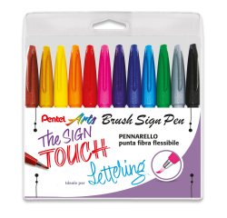 Pennarello Brush Sign Pen - colori assortiti - Pentel - conf. 12 pezzi