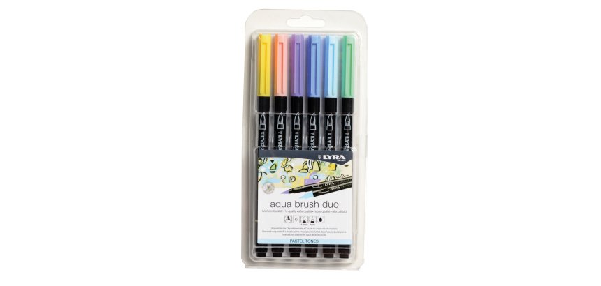 Pennarello Aqua Brush Duo - colori pastel - Lyra - conf. 6 pezzi