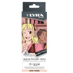 EN_Rotulador lyra aqua brush acuarelable doble punta y pincel tonos piel blister de 6 unidades surtidas