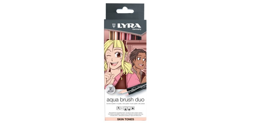 Pennarello Aqua Brush Duo - skin tones - Lyra - conf. 6 pezzi