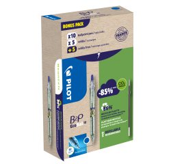 Penna a sfera scatto B2P Ecoball BeGreen - punta 1.0 mm - 10 refill B2P inclusi - blu - Pilot - conf. 10 pezzi