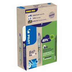 Penna a sfera scatto B2P Ecoball BeGreen - punta 1.0 mm - 10 refill B2P inclusi - blu - Pilot - conf. 10 pezzi