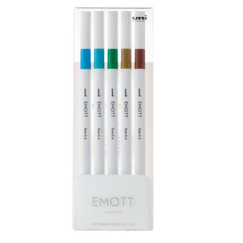 Fineliner Emott - tratto 0.4 mm - colori assortiti island - Uni Mitsubishi - conf. 5 pezzi