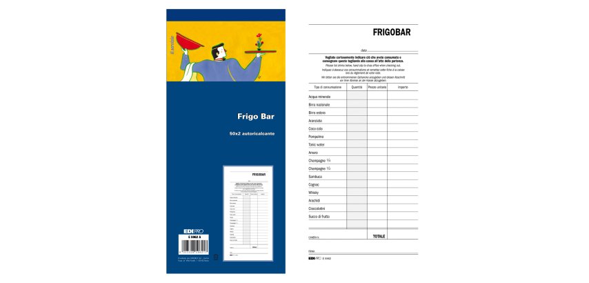 Blocco frigo bar - 22 x 10 cm - 100 fogli - 2 copie autoricalcanti - Edipro