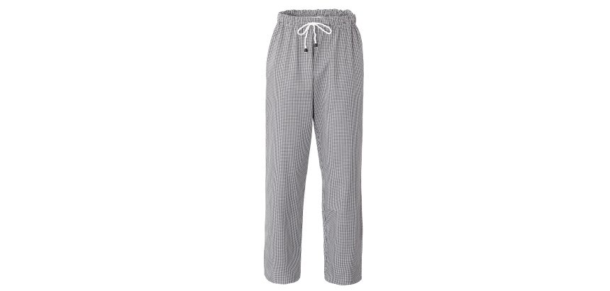 Pantalone cuoco unisex Giblor's Plutone, bianco/quadretti neri