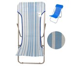 Sdraio Beach - pieghevole - 70 x 72 x 45 cm - acciaio verniciato/texilene - righe azzurre - Garden Friend