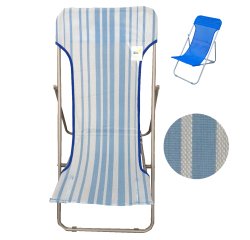 Sdraio Beach - pieghevole - 70 x 72 x 45 cm - acciaio verniciato/texilene - righe azzurre - Garden Friend