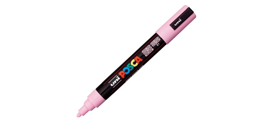 Marcatore a base d'acqua Uni Posca PC5M  - punta tonda media da 1,8mm a 2,5mm - rosa chiaro - Uni Mitsubishi