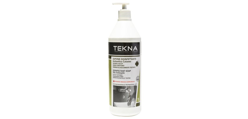 Sapone disinfettante - senza profumo - con dispenser - 1 L - Tekna
