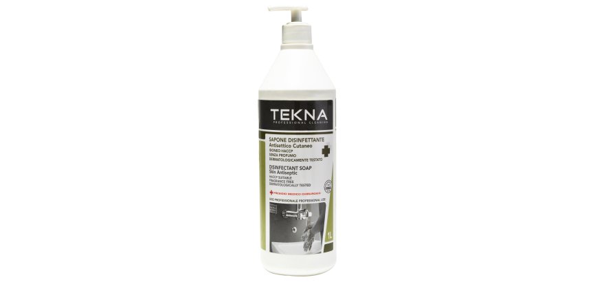 Sapone disinfettante - senza profumo - con dispenser - 1 L - Tekna
