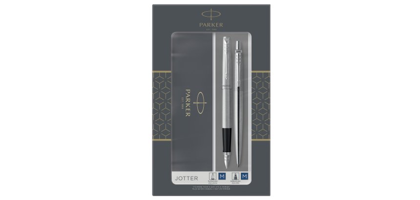 Gift Set DUO - Jotter stainless steel CT sfera + stilografica - punta media - Parker