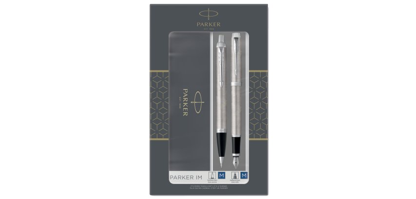 Gift Set DUO - IM stainless steel sfera + stilografica - punta media - Parker