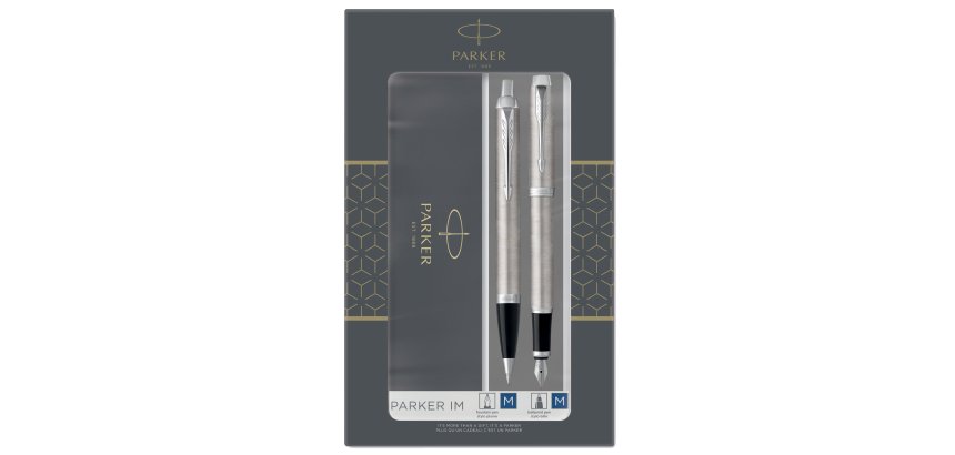Gift Set DUO - IM stainless steel sfera + stilografica - punta media - Parker