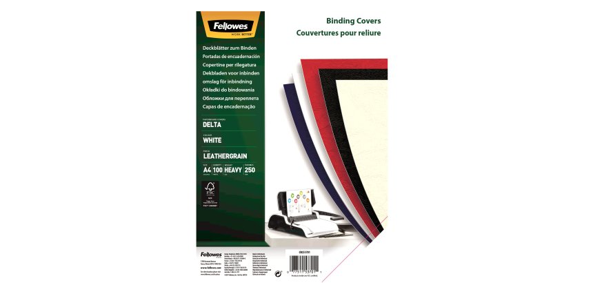 Copertine per rilegatura - A4 - cartoncino groffrato semilpelle - 250 gr - rosso - Fellowes - conf.100 pezzi